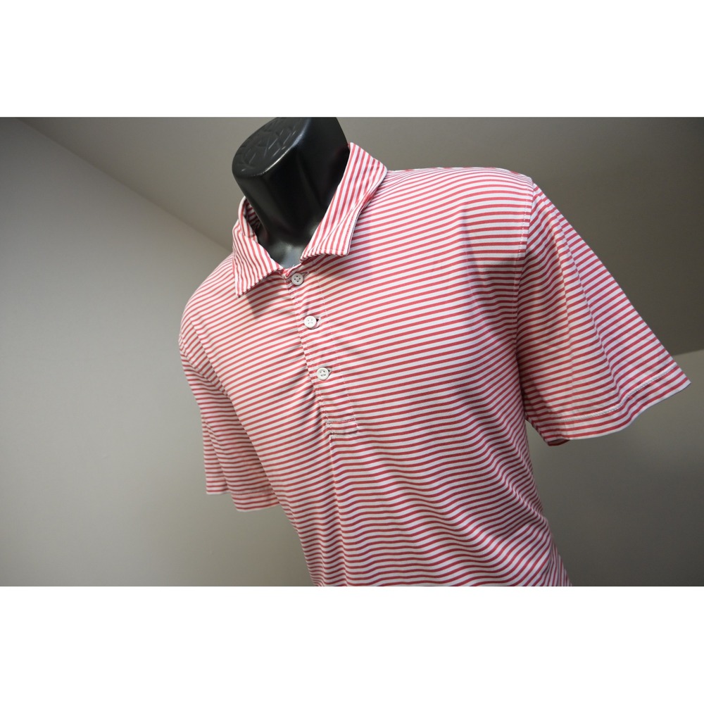 J.Crew Performance Golf Polo Mens Large Red White Striped Short Sleeve Excellent
